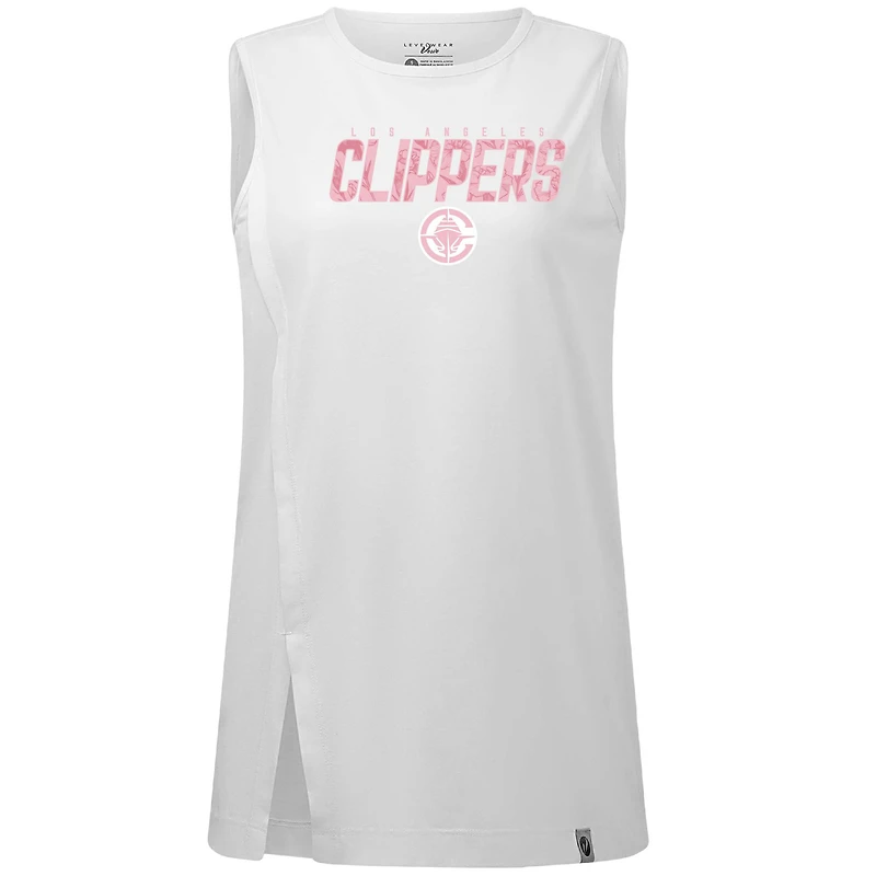 Women's Levelwear White LA Clippers Mother's Day Influx Floral Tank Top