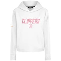Sweat à capuche court trois bandes blanc LA Clippers Sweet Floral pour femme Levelwear
