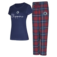 Ensemble de nuit Concepts Sport bleu marine/rouge LA Clippers Vector pour femme, haut et pantalon en flanelle