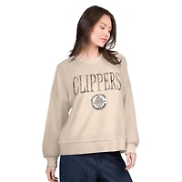 Women's G-III 4Her by Carl Banks Natural LA Clippers Oversized Vet II Sweatshirt