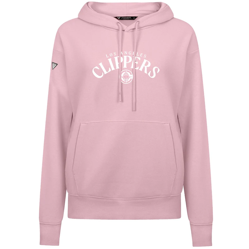 Sweat à capuche rose clair Levelwear pour femme, motif LA Clippers, Fête des Mères, arqué