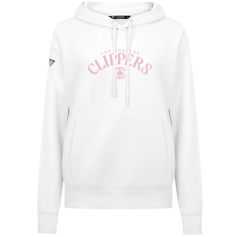 Sweat à capuche blanc Levelwear pour femme, motif LA Clippers, Fête des Mères, arqué