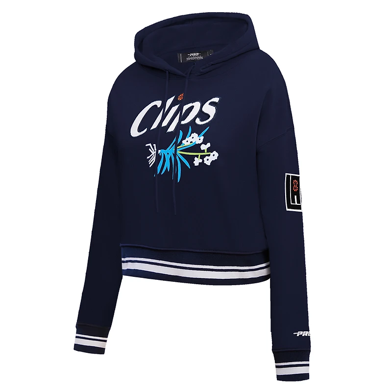 Women's Pro Standard Navy LA Clippers 2023/24 City Edition Cropped Pullover Hoodie