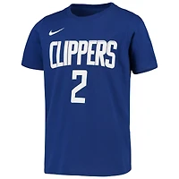 T-shirt de performance Nike Kawhi Leonard LA Clippers Icon Edition bleu pour jeune avec nom et numéro