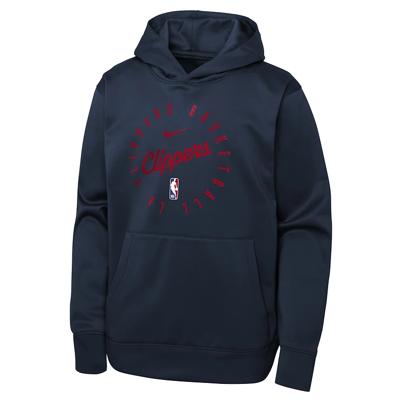 Youth Nike Navy LA Clippers Performance Practice Spotlight Pullover Hoodie