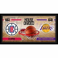 Collage encadré de 10" x 20" des Clippers de Los Angeles contre les Lakers de Los Angeles