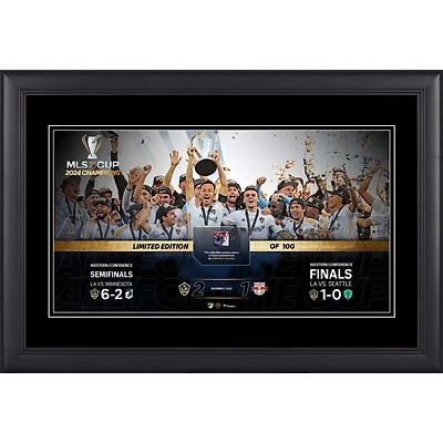 LA Galaxy 2024 MLS Cup Champions Framed 10" x 18" Collage with a Piece of Match-Used Ball - Limited Edition of 100