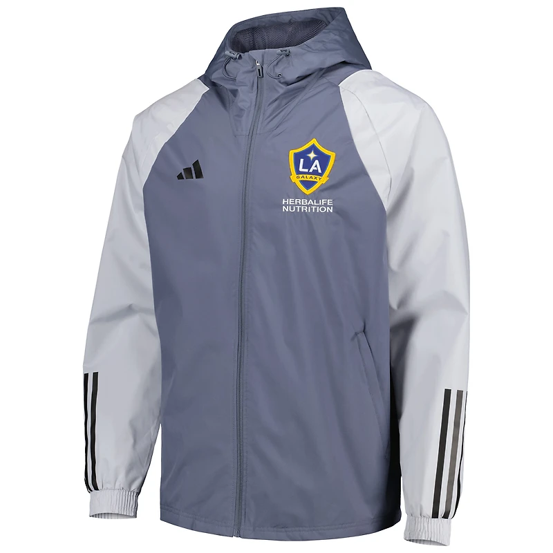 Veste à capuche raglan adidas Charcoal LA Galaxy All-Weather pour homme
