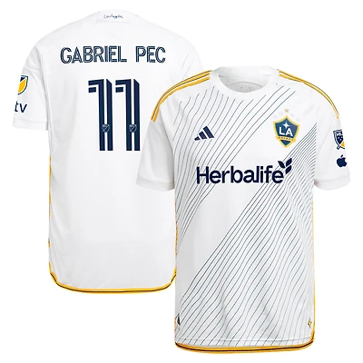 Men's adidas Gabriel Pec White LA Galaxy 2024 Angelino Kit Authentic Player Jersey