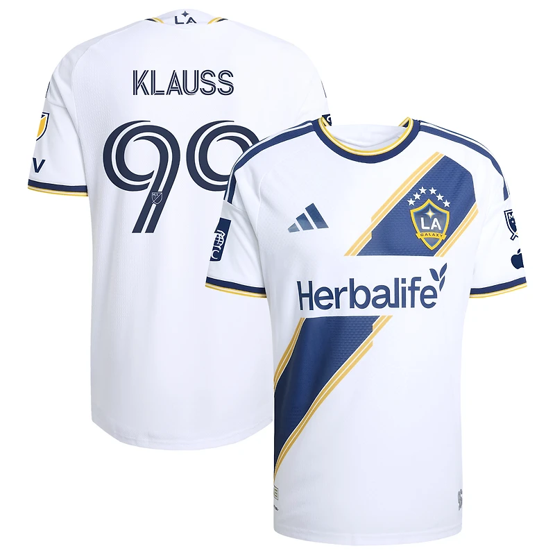 Men's adidas João Klauss White LA Galaxy 2026 The VeloCITY Kit On-Field Authentic Patch Jersey