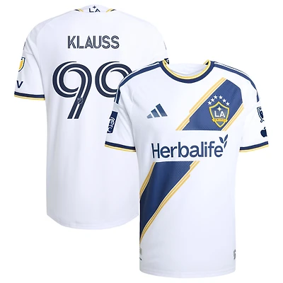 Men's adidas João Klauss White LA Galaxy 2026 The VeloCITY Kit On-Field Authentic Patch Jersey