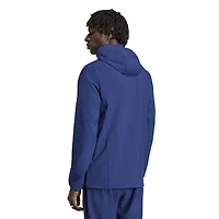 Coupe-vent à capuche zippé adidas LA Galaxy Tiro Travel pour homme, bleu marine