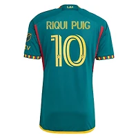 Maillot de joueur authentique adidas Riqui Puig pour homme, vert LA Galaxy 2024 Kit