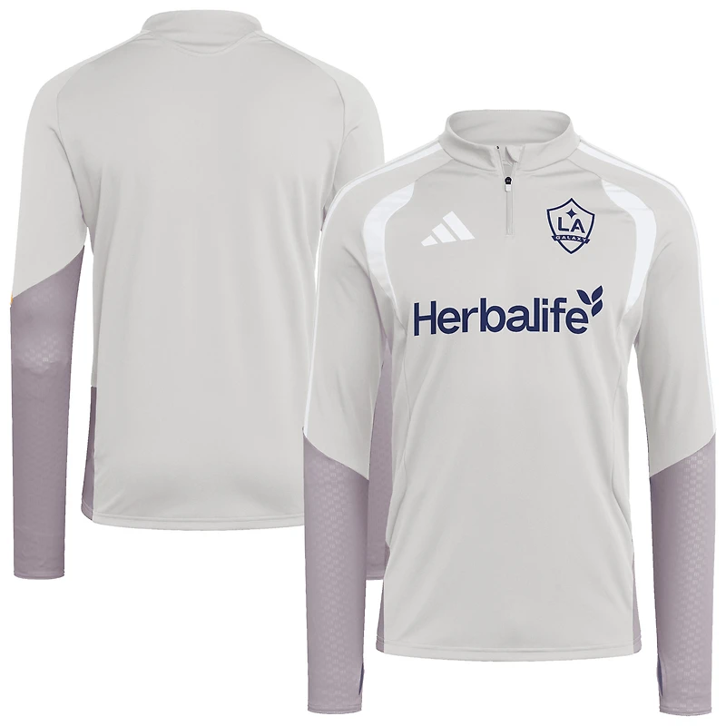 Haut d'entraînement zippé 1/4 de compétition adidas LA Galaxy 2026 Tiro argenté pour homme