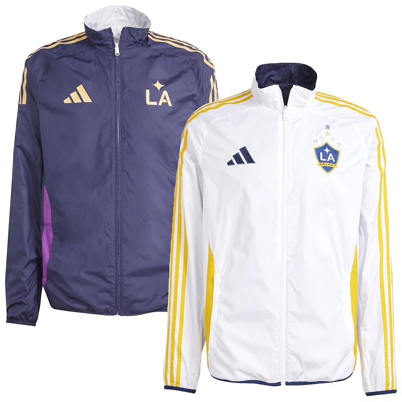 Men's adidas White/Navy LA Galaxy 2025 Anthem Reversible Full-Zip Jacket