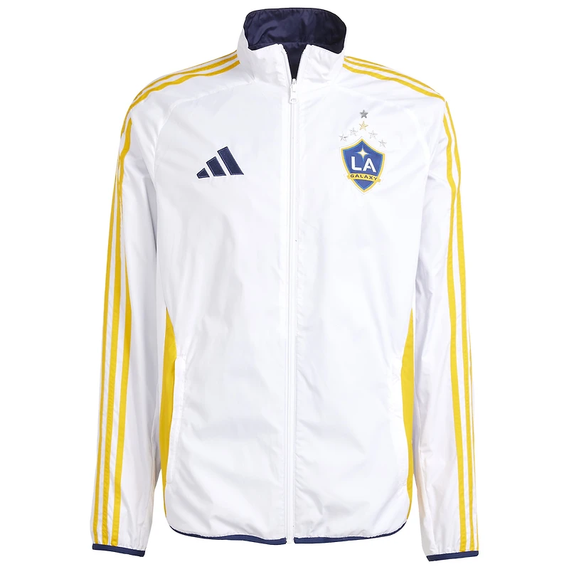 Veste zippée réversible adidas Anthem LA Galaxy 2025 pour homme, blanche/bleu marine