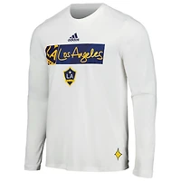 Men's adidas White LA Galaxy 2024 Jersey Hook AEROREADY Long Sleeve T-Shirt