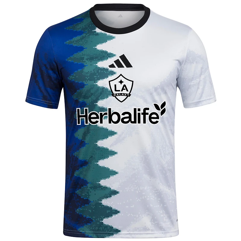 Haut d'avant-match adidas LA Galaxy 2025 Gaming AEROREADY blanc pour homme