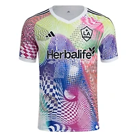 Haut d'avant-match adidas blanc LA Galaxy 2025 Pride pour homme
