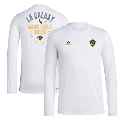 Men's adidas White LA Galaxy Local Stoic Long Sleeve T-Shirt