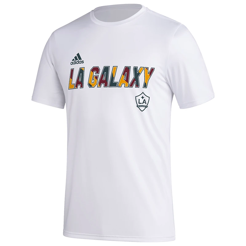 Men's adidas White LA Galaxy Team Jersey Hook AEROREADY T-Shirt