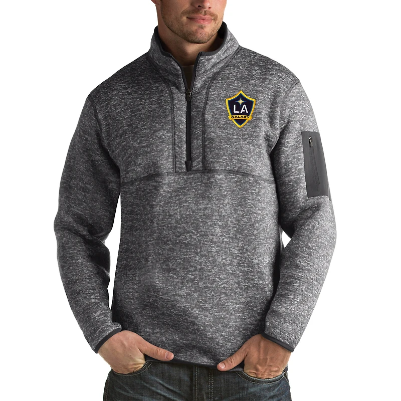 Veste à enfiler zippée quart de tour Antigua Heather Black LA Galaxy Fortune pour homme, grande et