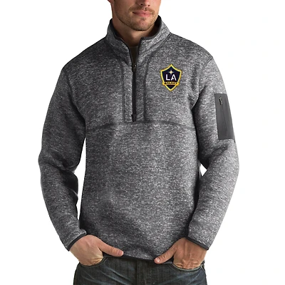 Veste à enfiler quart de zip Antigua Heather Black LA Galaxy Fortune pour homme