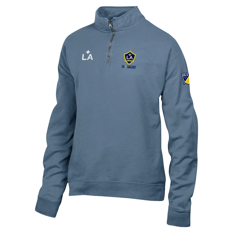 Men's Blue LA Galaxy Logo ComfortWash Fleece Quarter-Zip Jacket