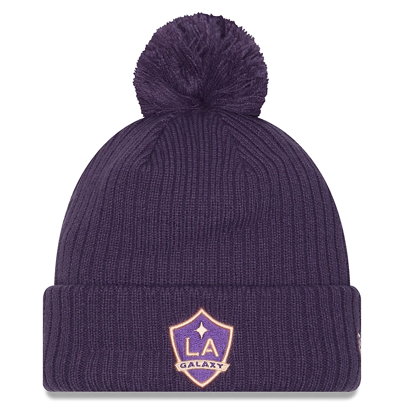 Men's New Era  Purple LA Galaxy 2025 Jersey Hook Cuff Knit Hat with Pom