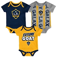 Newborn Navy/Heather Gray/Gold LA Galaxy Loyal Buddies 3-Pack Bodysuit Set