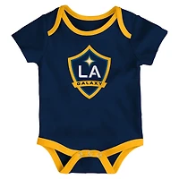 Newborn Navy/Heather Gray/Gold LA Galaxy Loyal Buddies 3-Pack Bodysuit Set