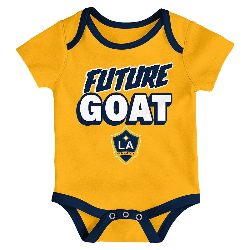 Newborn Navy/Heather Gray/Gold LA Galaxy Loyal Buddies 3-Pack Bodysuit Set