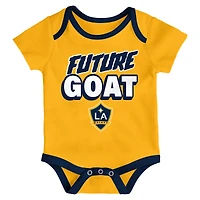 Newborn Navy/Heather Gray/Gold LA Galaxy Loyal Buddies 3-Pack Bodysuit Set