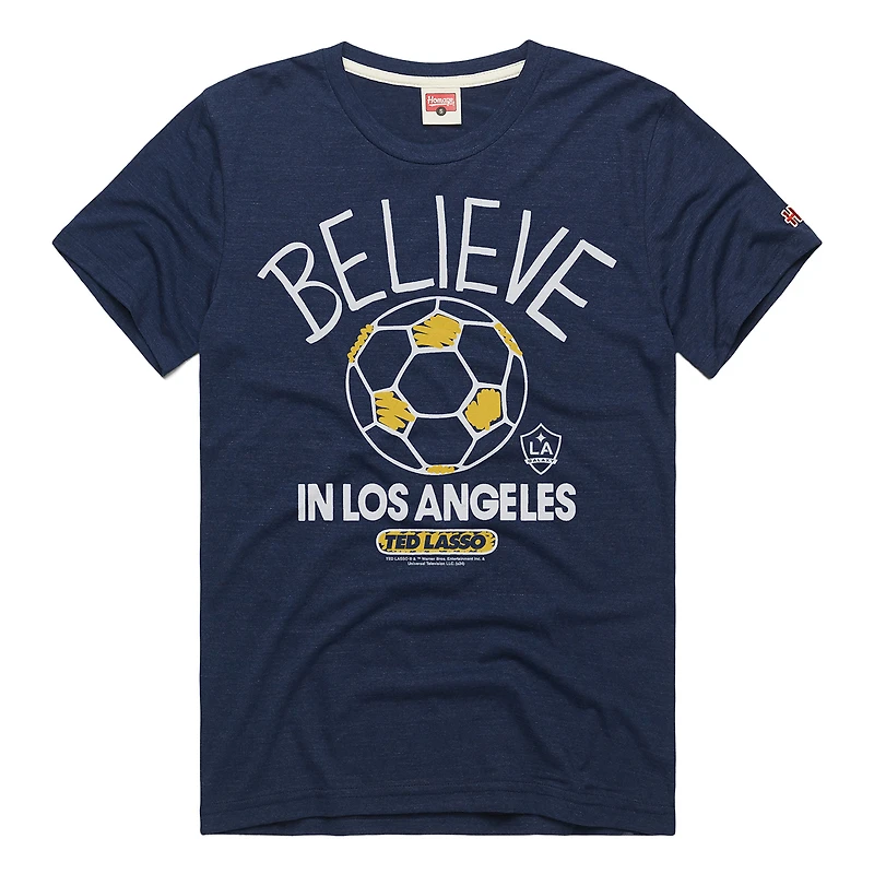 T-shirt unisexe bleu marine hommage LA Galaxy MLS x Ted Lasso Believe Graphic Tri-Blend