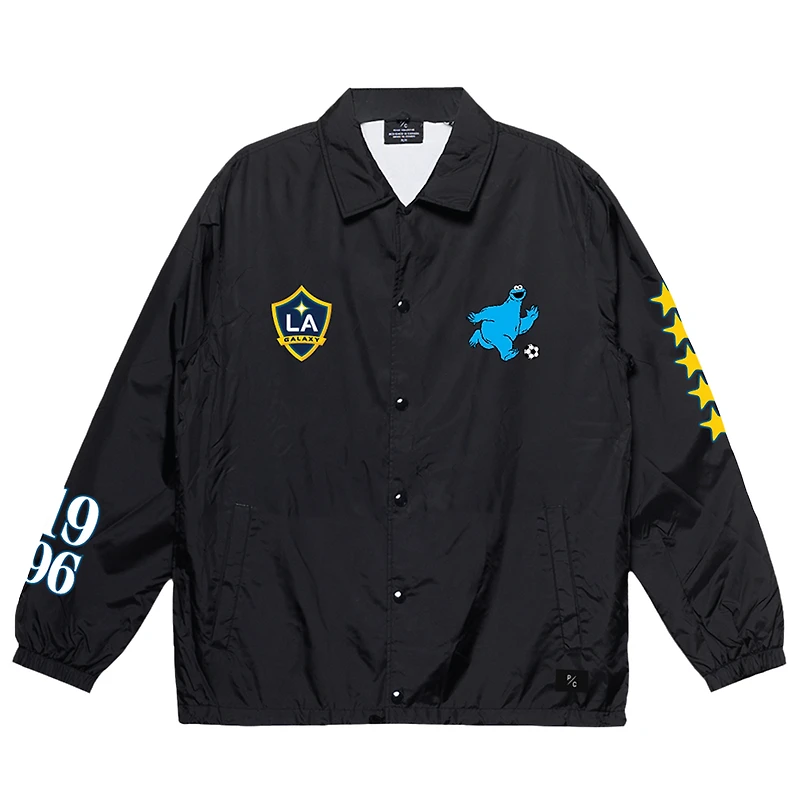 Veste d'entraîneur unisexe noire à boutons-pression Peace Collective x Sesame Street LA Galaxy