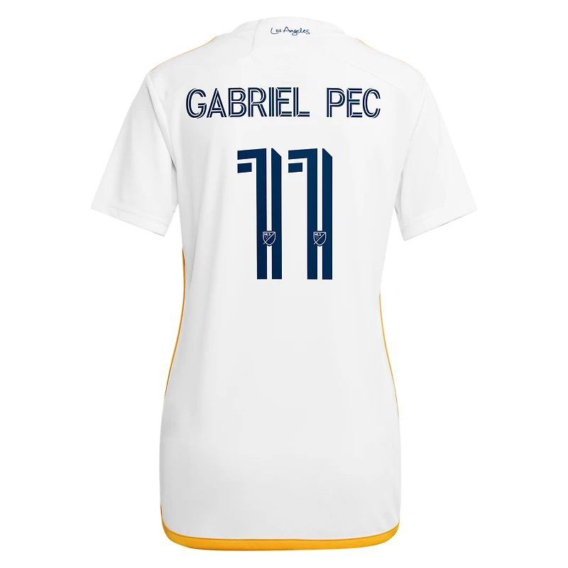 Maillot de joueur adidas Gabriel Pec blanc LA Galaxy 2024 Angelino Kit Replica pour femme