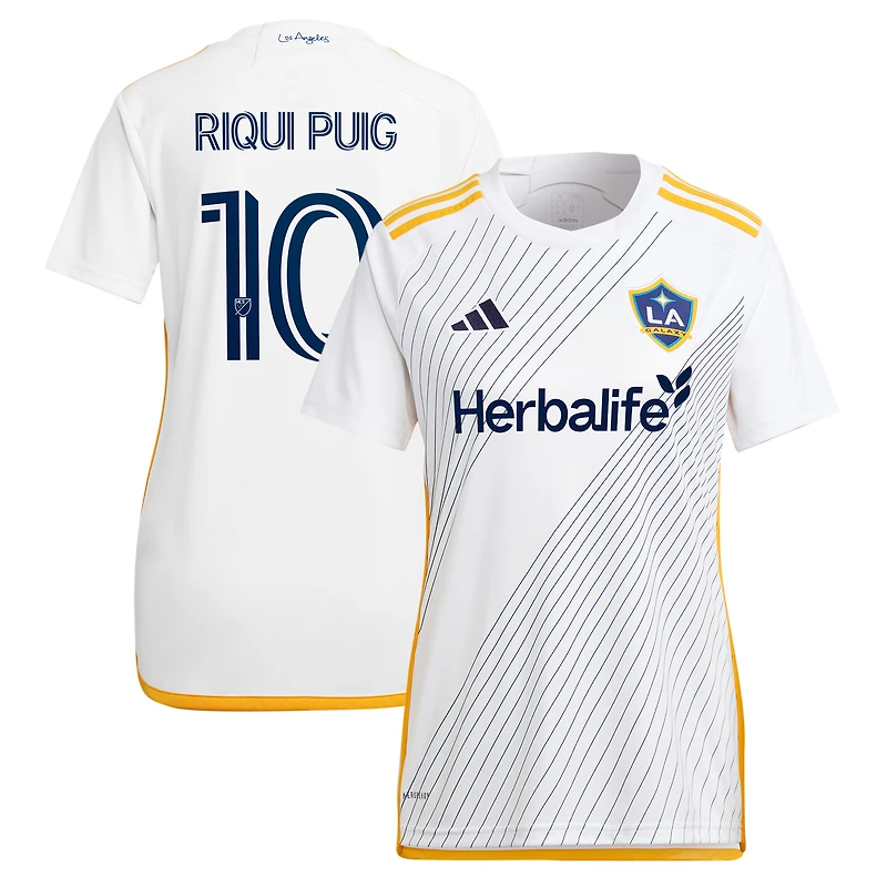 Maillot de joueur adidas Riqui Puig blanc LA Galaxy 2024 Angeleno Kit Replica pour femme