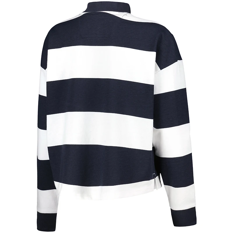 Women's Antigua White LA Galaxy Radical Rugby Stripe Long Sleeve T-Shirt