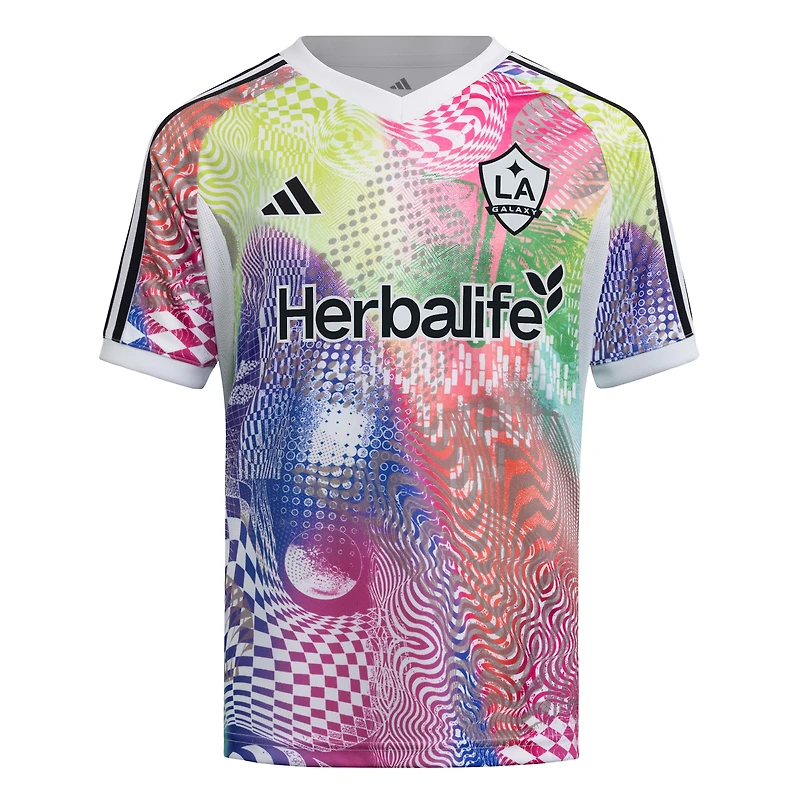 Youth adidas White LA Galaxy 2025 Pride Pre-Match Top