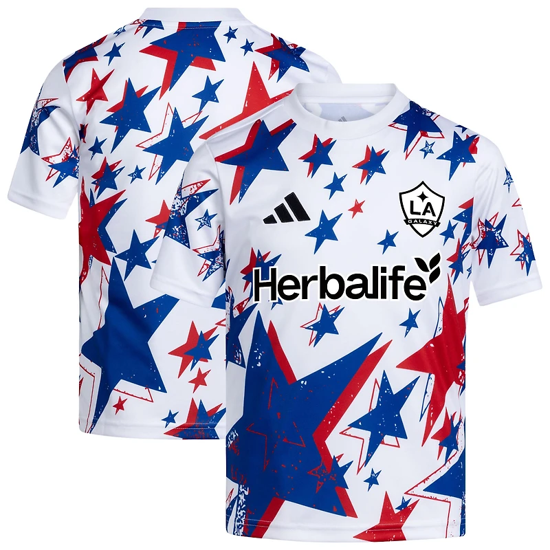Youth adidas White LA Galaxy 2026 Americana Pre-Match Jersey