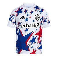 Maillot d'avant-match adidas blanc LA Galaxy 2026 Americana pour jeunes