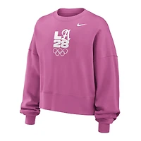 Sweat-shirt en molleton surdimensionné rose Nike LA28 pour filles, motif Phoenix, Jeux olympiques d'été
