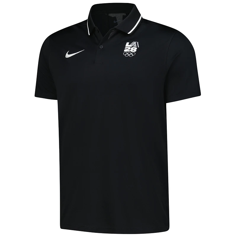 Men's Nike  Black LA28 Summer Olympics Retro Coach Performance Polo