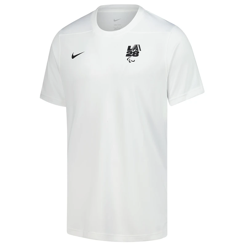 Men's Nike White LA28 Paralympics Performance Coaches T-Shirt