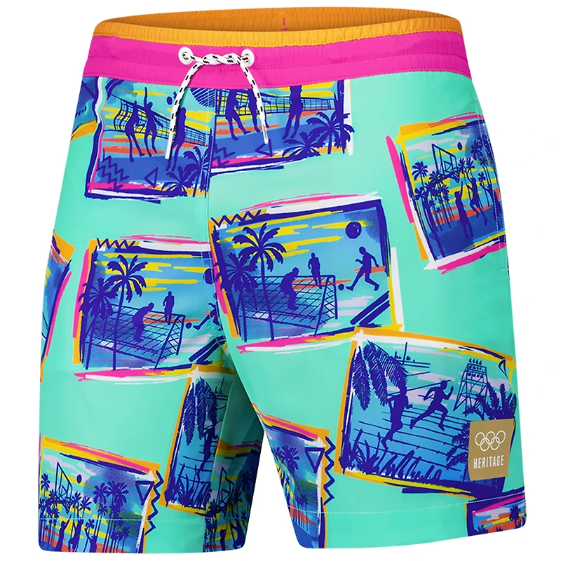 Men's Chubbies Teal LA28 Summer Olympics The With Love from LA Classic Lined Swim Trunk