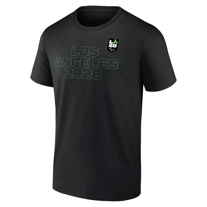T-shirt noir LA28 des Jeux paralympiques d'été Fanatics pour hommes, contour néon