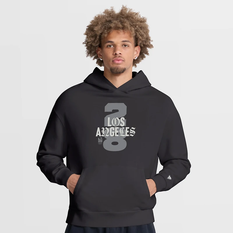 Sweat à capuche oversize Fanatics LA28 pour homme, couleur anthracite, inspiré des Jeux olympiques d'été.