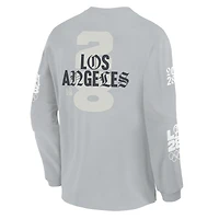 T-shirt à manches longues Fanatics gris LA28 pour homme, coupe oversize, édition spéciale Jeux olympiques d'été.