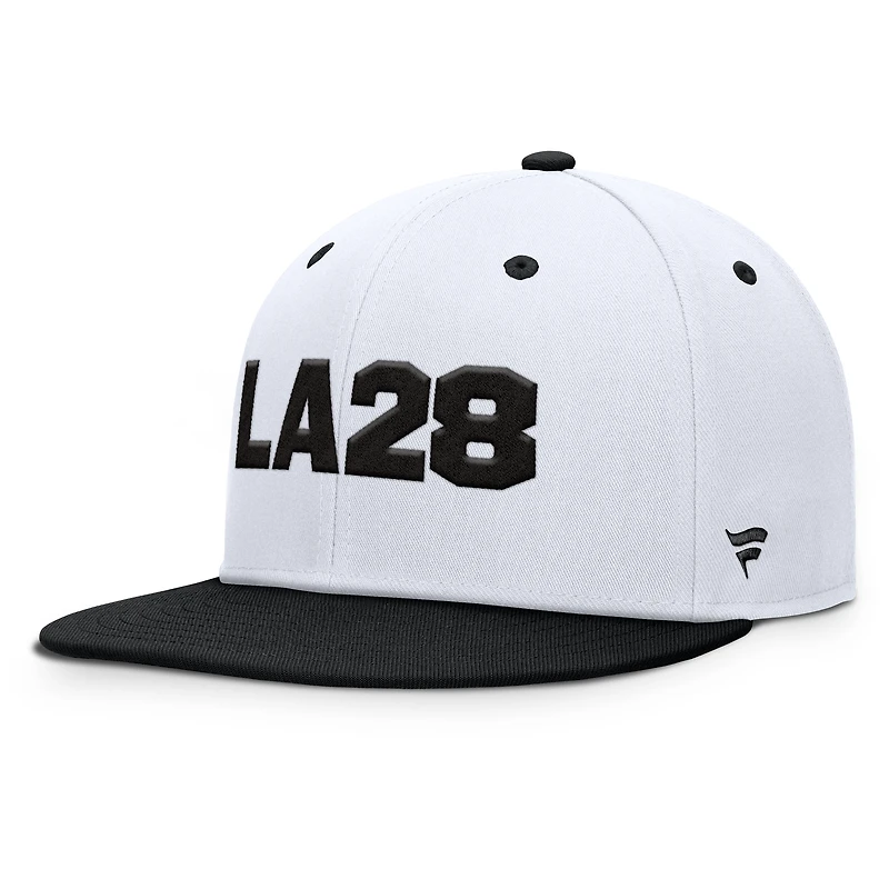 Casquette ajustée Fanatics LA28 pour homme, blanche et noire, édition spéciale Jeux olympiques d'été.