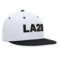 Casquette ajustée Fanatics LA28 pour homme, blanche et noire, édition spéciale Jeux olympiques d'été.